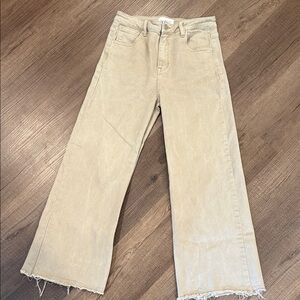 Risen Wide-Leg raw hem Jeans